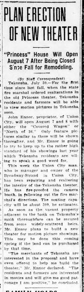 Riviera Theater - Battle Creek Enquirer Jul 30 1925 (newer photo)